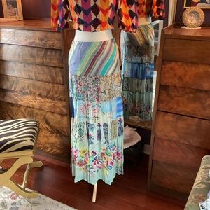 Johnny Was multi tier maxi skirt with elastic waist
